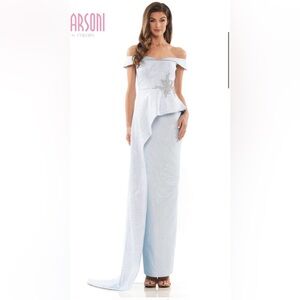 Light Blue Asymmetrical Evening Dress